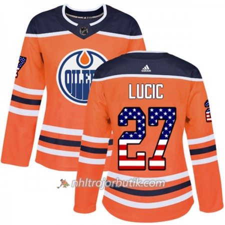 Dame Ishockey Edmonton Oilers Tröja Milan Lucic 27 Adidas 2017-2018 Orange USA Flag Fashion Authentic Dame Ishockey Edmonton Oilers Tröja Milan Lucic 27 Adidas 2017-2018 Orange USA Flag Fashion Authentic